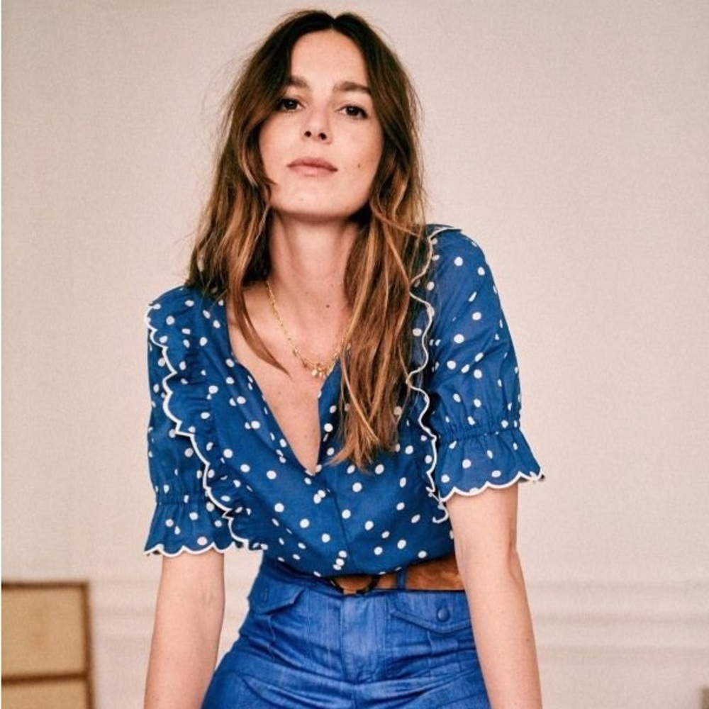 Sezane Paolina blouse in dotty blue